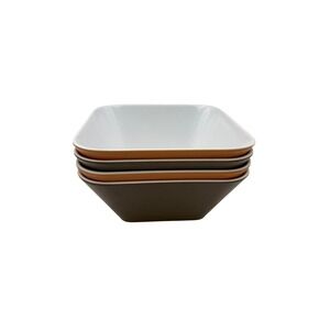 O Home Everyday Melamine Square Bowls Set of 4‎ Brown and Orange